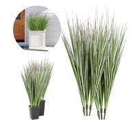 RHQFDM 12 Pieces Artificial Ornamental Grasses That Look Real,UV-Resistant Artificial Green Plant for Outdoors,52cm Faux Decorative Grasses,Perfect for Table,Mantel,and Bookshelf Styling(Green)