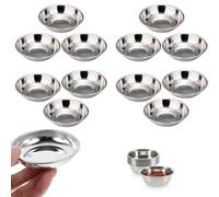 RHQFDM 12 pieces Mini dip bowls Sauce bowls Dip bowls Stainless steel plate 8CM Mini snack plate Stainless steel bowls Small metal bowls are stainless Sushi bowl For all kinds of condiments