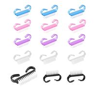 RHQFDM 15 Pieces Nail Brush Handle Nail Brush Fingernail Cleaning Brush Eco Friendly Fingernail Brush Plastic Nail Brush for Cleaning Crevices on Hands and Feet(Five Colours)