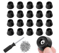 RHQFDM 20 Pieces Rubber Feet Bumpers Soft Cutting Board Rubber Feet Non-Slip Black Rubber Bumpers Rubber Feet for Crutches Rubber Bumpers With Screws Round to Protect Furniture From Moisture