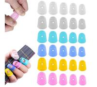 RHQFDM 30 Pack Silicone Finger Protectors for Guitar, Ukulele & Bass - 5 Sizes (10-20 mm) + 6 Colours -Breathable, Anti-Slip Finger Caps for Beginners - Relieve Sore Fingertips from Strings