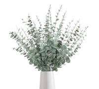 RHQFDM 30 Pcs Green Artificial Eucalyptus Branches,Winter Frosted Lifelike Faux Eucalyptus Stems,38cm Artificial Branches Leaves,for Balconies,Gardens,Christmas Decorations,and DIY Wedding Bouquets