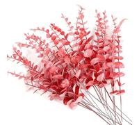 RHQFDM 30Pcs Christmas Frosted Artificial Eucalyptus Branches,Red Eucalyptus Leaves Stems,38cm Faux Botanical Stems,for Vases,Fireplace,DIY Wedding Bouquets,and Home Decor(Winter Styles)