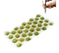RHQFDM 32 Pack Static Grass Tufts - Green & Yellow Mix Model Grass Tufts for OO/N Gauge Railway Layout & 28mm Wargames