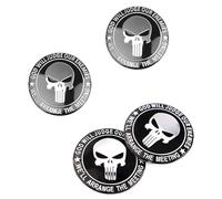 RHQFDM 4 Pieces Skull Hubcap Sticker Punisher Skull Hubcap Sticker Car Hub Centre Cover Decorative Sticker Compatible With 56mm Wheel Hubcaps(silver)