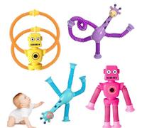 RHQFDM 4 Pieces Telescopic Suction Cup Giraffe Robot Pop Tube Giraffe Robot Sensory Toy Giraffe Robot Funny Telescopic Suction Cup Toy For Kids Attracting Children's Attention,Releasing Stress