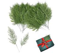 RHQFDM 50 Pieces Artificial Fir Branches 34 cm Fake Fir Branches Green Plastic Plant Decoration for Weddings,Gardens,Office Decorations,Christmas Decorations