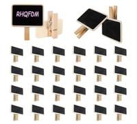 RHQFDM 50 Pieces Mini Chalkboards with Clip,Reusable Portable Wooden Mini Chalkboards,Chalkboard Labels with Wooden Clips Attached for Price Tags,Photo Memo Boards,Party Labels