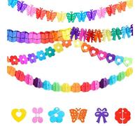 RHQFDM 6 Pieces Multicolor Paper Decorative Banners,Hangable Birthday Party Decorations Rainbow Birthday Decoration Set,For Birthday Party,Graduation Ceremony,Company Celebration Decoration