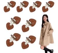 RHQFDM 8 Pairs PU Leather Sew-on Toggles,Duffle Coat Toggle Fastener,Wool Outerwear Sewing DIY Accessories,for Winter Coats,Jackets,Sweaters,Trench Coats (Brown)