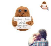 RHQFDM Cute Knitted Doll,Positive Slogan Pocket Doll,Funny Potatoes Dolls,Gifts for Visiting Friends,a Parting Gift for Saying Goodbye to a Close Friend