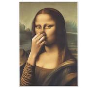 RHQFDM Funny Bathroom Wall Art, Mona Lisa Holding Nose Canvas Print, Humorous Toilet Decor, Housewarming Gift for Friends Who Have Everything