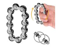 RHQFDM Infinite Flip Keychain Toy, Stress Relief Flippy Chain Set for Adults Teens ADHD Autism Anxiety, Quiet Desktop Bike ChainFidget Toy (Black)