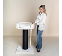 RHRQuality Cat Tree for Large Cats - Chartreux - 80 cm High - With Extra Thick 20 cm Sisal Pole - Luxury Lying Area of ⌀60 cm - Blackline Beige