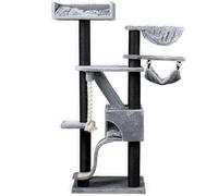 RHRQuality Cat Tree for Large Cats - Kilimanjaro Deluxe Crown - 195 cm High - With 12 cm Sisal Posts & Luxury Lying Area - Blackline Light Gray