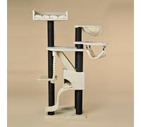 RHRQuality Cat Tree for Large Cats - Kilimanjaro Deluxe Crown - 195 cm High - With 12 cm Sisal Posts & Luxury Lying Area - Blackline Cream