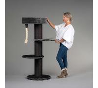 RHRQuality Cat Tree for Large Cats - Maine Coon Sleeper - 150 cm High - With Extra Thick 20 cm Sisal Posts - Blackline Dark Gray