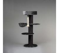 RHRQuality Cat Tree for Large Cats - Maine Coon Sleeper Plus - 150 cm High - With Extra Thick 20 cm Sisal Posts - Blackline Dark Gray