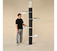 RHRQuality Cat Tree for Large Cats - Maine Coon Tower - 275 to 295 cm High - With Extra Thick 20 cm Sisal Posts - Blackline Cream