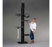 RHRQuality Cat Tree for Large Cats - Maine Coon Tower Crown - 230 to 250 cm High - With Extra Thick 20 cm Sisal Posts - Blackline Dark Gray