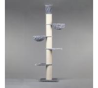 RHRQuality Cat Tree for Large Cats - Maine Coon Tower Plus - 225 to 245 cm High - With Extra Thick 20 cm Sisal Posts - Light Gray