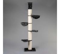 RHRQuality Cat Tree for Large Cats - Maine Coon Tower Plus - 225 to 245 cm High - With Extra Thick 20 cm Sisal Posts - Dark Gray