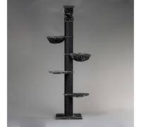 RHRQuality Cat Tree for Large Cats - Maine Coon Tower Plus - 235 to 255 cm High - With Extra Thick 20 cm Sisal Posts - Blackline Dark Gray