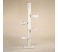 RHRQuality Cat Tree for Large Cats - Maine Coon Tower Plus - 255 to 275 cm High - With Extra Thick 20 cm Sisal Posts - Cream