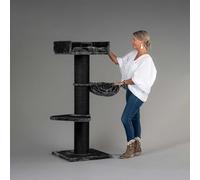 RHRQuality Cat Tree for Large Cats - Royalty de Luxe - 158 cm High - With Extra Thick 20 cm Sisal Posts - Blackline Dark Gray
