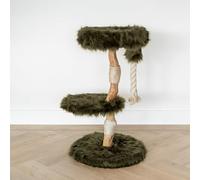 RHRQuality Krabpaal - Furry Bengaal - 85 cm Hoog - Met 2 sisalpalen - Forest Green