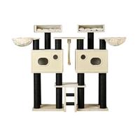 RHRQuality Scratching Post for Large Cats - Royal Cat Palace - 195 cm height - With Extra Thick 15 cm Sisal Posts - Blackline Cream
