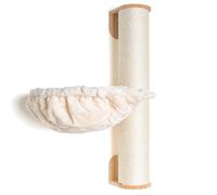 RHRQuality Wall-mounted Cat Climbing Wall - Wall Sisal Pole XXL with Hammock 45Ø Deluxe - Load capacity up to 20KG - For Large Cats - With Deluxe Resting Place - Cream