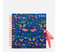 RHS The Royal Horticultural Society Wiro Bound Hardback Scrapbook, 40 Pages, White Paper, I Bug You, 8" x 8", Multicoloured, With Coordinating Ribbon Closure And Wire Colours
