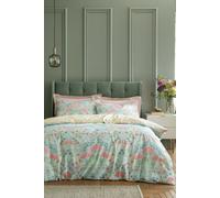RHS 'Art Deco Hydrangea' Reversible 200 Thread Count Cotton Duvet Cover Set in Green | Size: King RHS Green King