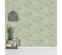 RHS Botanical Sketchbook Sage Wallpaper