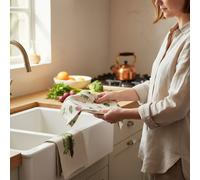 RHS by Dexam Tea Towels Benary Vegetables 100% Cotton Stone/Green 2pcs