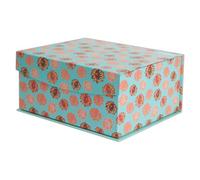 RHS Cardboard Storage Box Small, Tropical Design, Gift Boxes, Home Decoration, with Magnetic Lid Closure, Decorative Present Hamper Box, Craft Organiser, Keepsake and Memory Storage