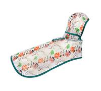 RHS Dog Raincoat, Waterproof Lightweight Rain Jacket with Detachable Hood, Leash Hole, Easy Step-In Velcro Closure, Outdoor Dog Clothes for Walking, Stylish Botanical Print - Medium