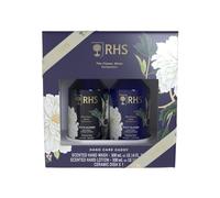 RHS Flower Show Hand Wash & Lotion Set With Tray White Blooms 2 x 300ml | Includes 300ml hand wash, 300ml hand lotion and reusable white ceramic tray in a floral white bloom scent. Vegan & gift boxed