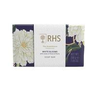 RHS Flower Show White Blooms Soap Bar Bergamot Rose Vanilla Notes 200g | Royal Horticultural Society. Gently Cleanses. Softly Scented. Bergamot, Rose and Vanilla Notes. Elegant Floral Fragrance.