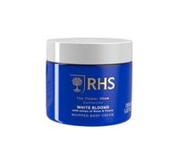 RHS Flower Show White Blooms Whipped Body Cream, Lightweight Moisturising Body Cream with Shea Butter, Soft Floral Fragrance of Rose, Jasmine & Vanilla - 150 ml