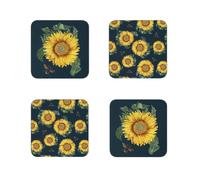 RHS Sunflower Set of 4 Coasters - Navy RHS Multicolor