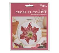 RHS The Royal Horticultural Society Cross Stitch Kit, Amarylis Design, 5" Embroidery Kit For Adults Beginners, Gift Idea, With Embroidery Patterns, Set