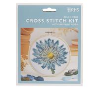 RHS The Royal Horticultural Society Cross Stitch Kit, Blue Lotus Design, 5", Embroidery Kits For Adults, Cross Stitch Kits For Adults Beginners, Gift Idea, With Embroidery Patterns, Embroidery Set