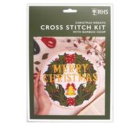 RHS The Royal Horticultural Society Cross Stitch Kit, Christmas Themed, 8", Multicoloured, Includes Bamboo Embroidery Hoop, Aida Fabric, Embroidery Threads, Needles, Threader, Instructions
