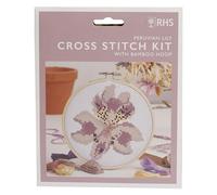 RHS The Royal Horticultural Society Cross Stitch Kit, Peruvian Lily Design, 5" Embroidery Kit for Adults Beginners, Gift Idea, With Embroidery Patterns, Set