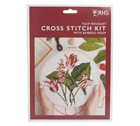 RHS The Royal Horticultural Society Cross Stitch Kit, Tulip Bouquet Design, 8" Embroidery Kit For Adults Beginners, Gift Idea, With Embroidery Patterns, Set