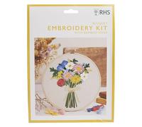 RHS The Royal Horticultural Society Embroidery Hoop Decoration Kit, Bouquet Design, 8", Embroidery Kits For Adults & Cross Stitch Kits for Adults Beginners, Gift Idea, With Embroidery Pattern