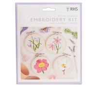 RHS The Royal Horticultural Society Embroidery Hoop Decoration Kit, Pastel Florals Designs, (Pack of 4), Embroidery Kits for Adults & Adults Beginners, Gift Idea, Embroidery Pattern