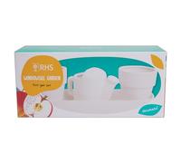RHS The Royal Horticultural Society Paint Your Own Set With 5 Paints, Brush, Varnish, Windowsill Garden, White, Includes Guide, Tray, 2 Plant Pots, 1 Watering Can Plant Pot